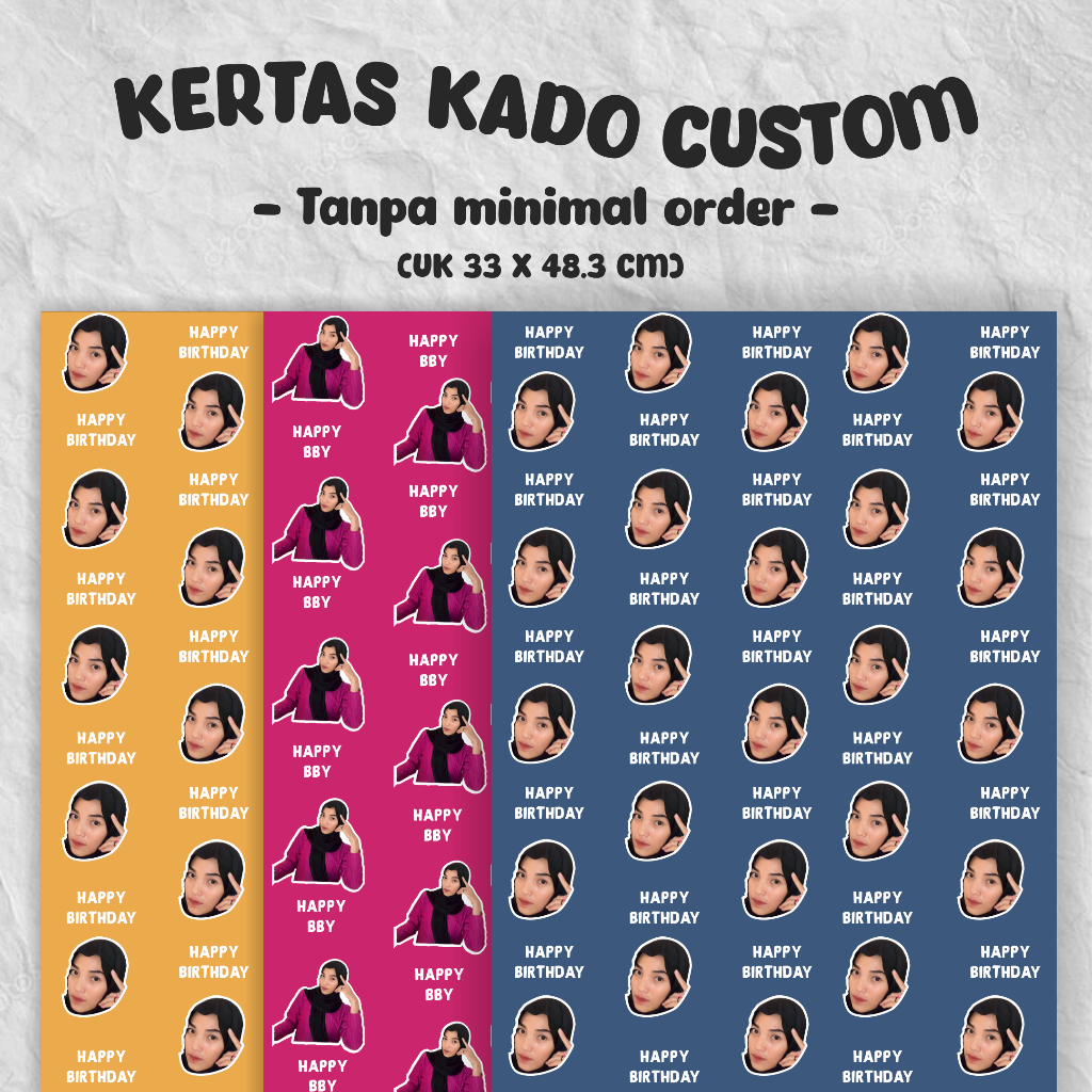 

Kertas Kado Custom Muka | Kertas Kado Muka Wajah | Kertas Kado Viral | Kertas Kado Bijian