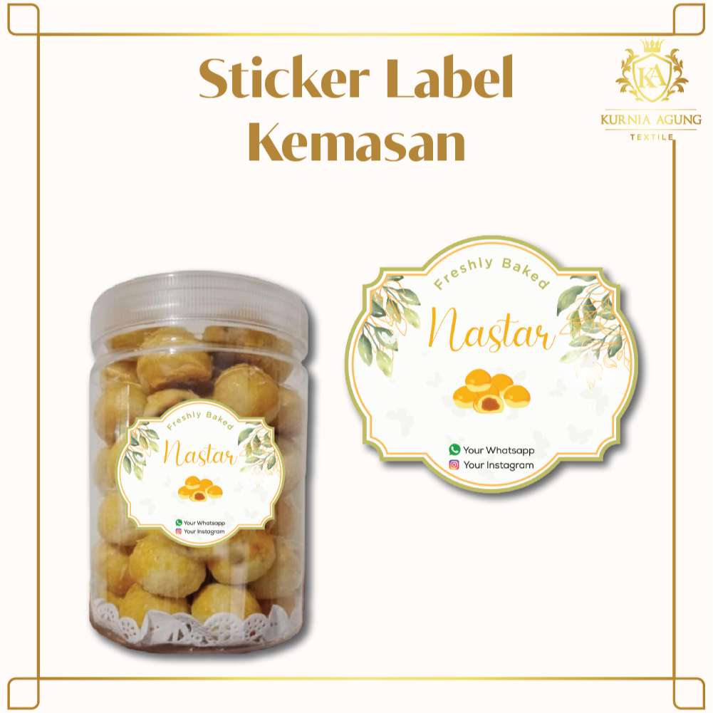 

Stiker Makanan / Stiker Kue Lebaran / Stiker Kue Kering / Sticker Label Kemasan Toples Estetik Custom per 1pcs