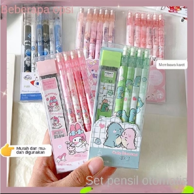 Set Pensil Mekanik Isi 4 Buah + Isi Pensil 2B 0.5mm