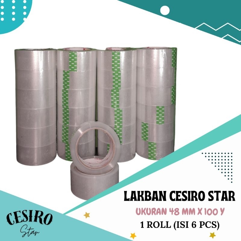 

Lakban Bening 48mm x 100Y Cesiro Star (1 Roll Isi 6 Pcs)