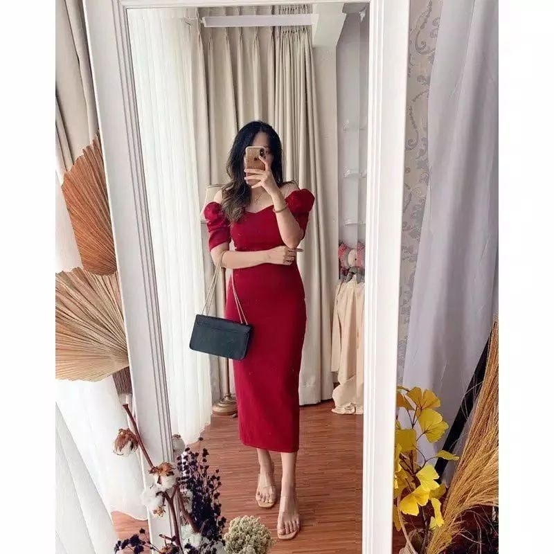 amyra dress pesta scuba wanita