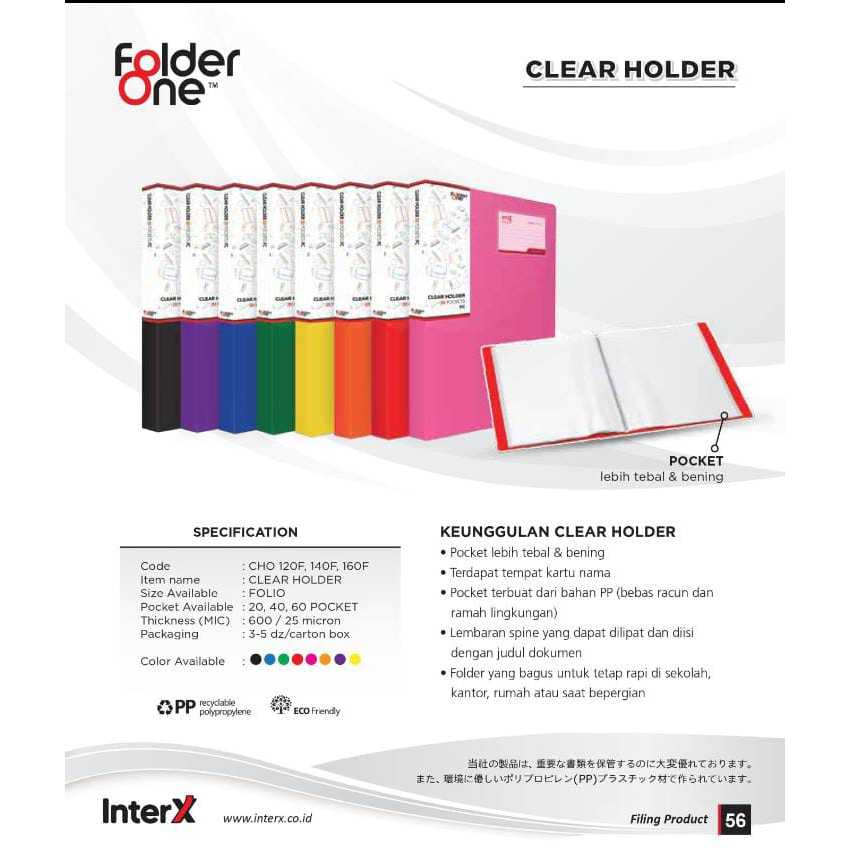 

Clear Holder Folder One 20 , 40 , 60 Pocket