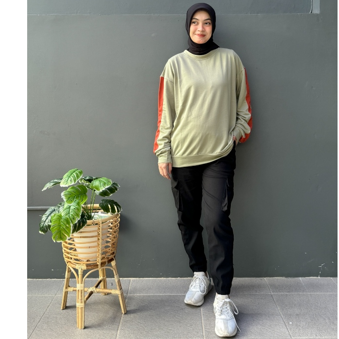 Setelan Olahraga Muslim Wanita Training Jogger Kargo Fit M-XL Lezahrasignature Set Aisyah Jogger Car