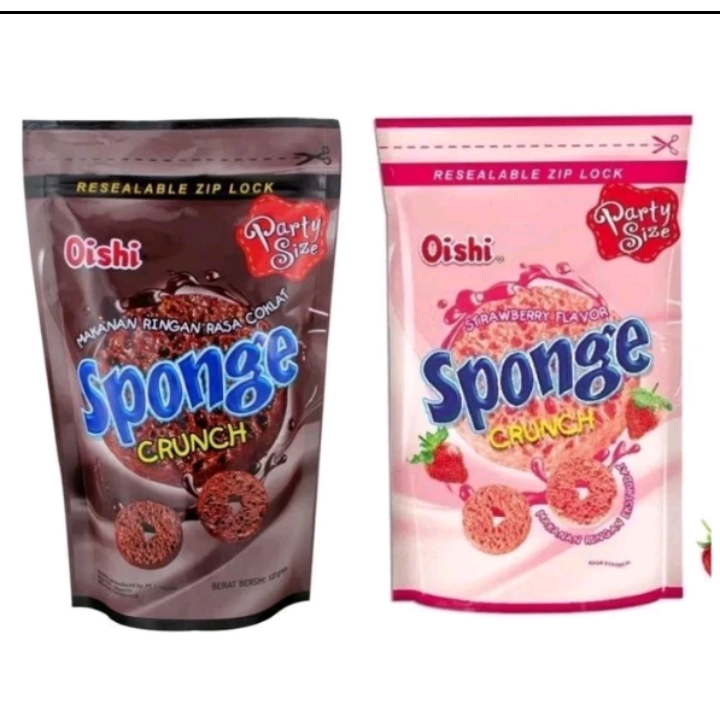 

oishi sponge crunch party size 100gr sn strawberry coklat