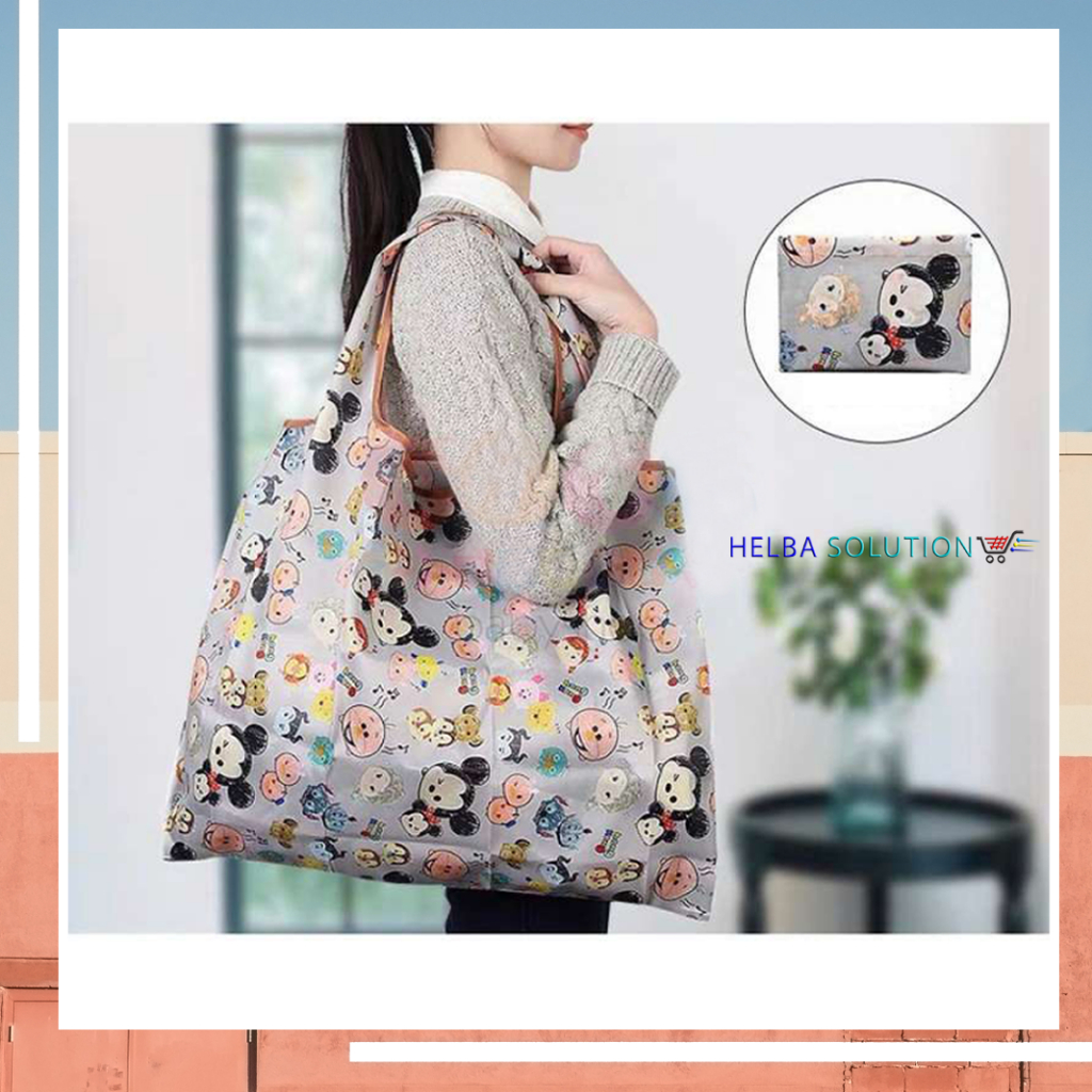Tas Belanja Lipat Praktis Kekinian SHOPPING BAG Kantong Belanja Besar Totebag Serbaguna