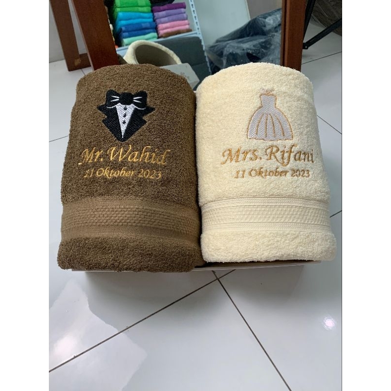Handuk wedding couple custom ~