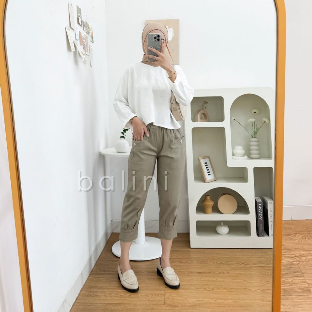 Akia Pant Katun Twill Premium Celana 7/9 Wanita Murah Celana Ankle Pant