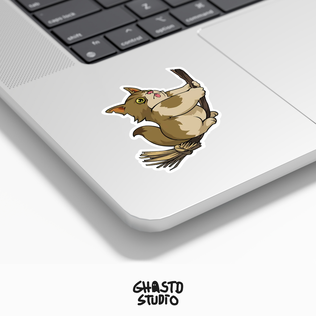 

Cat Flying with Broom Valorant Spray Sticker | 5 cm Vinyl Glossy