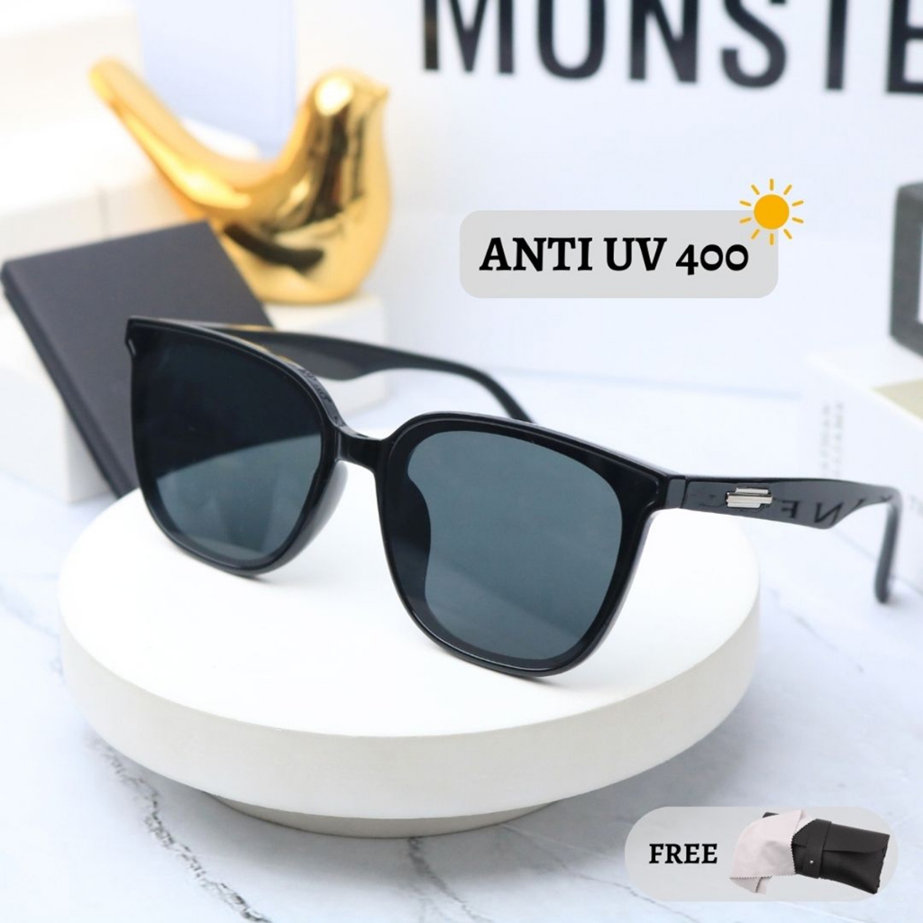 COD【Paket Kotak&Lap】-MG232 Kacamata Hitam Matahari Fashion Wanita Kacamata Gaya Frame Besar Sunglass