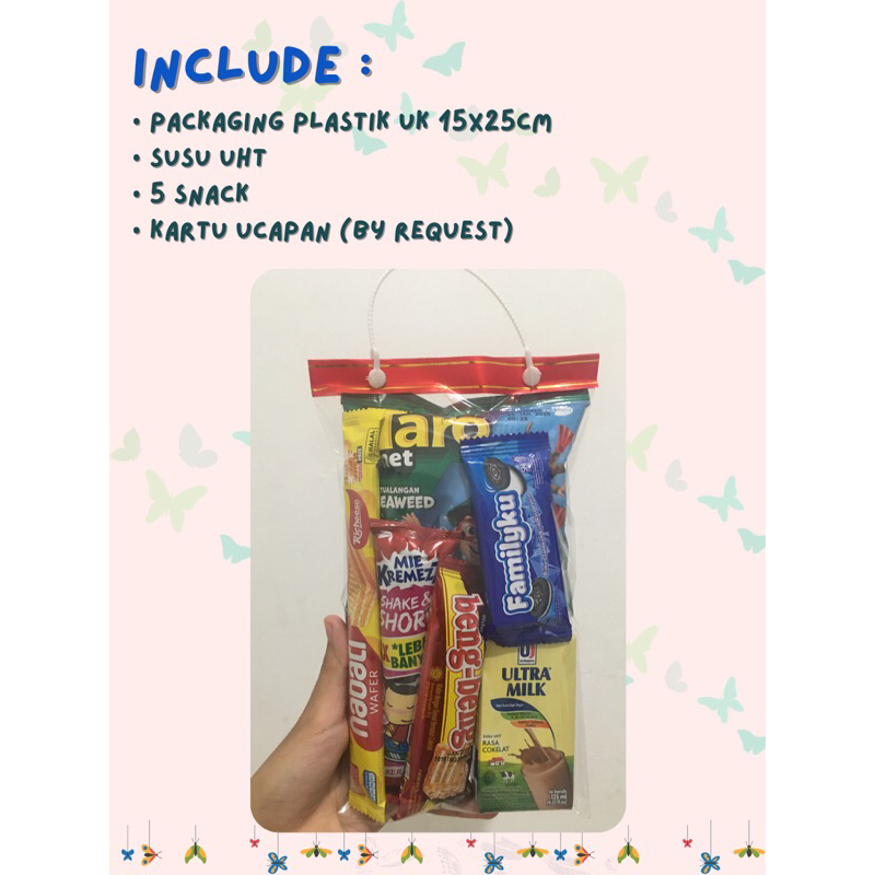 

BINGKISAN SNACK ULANG TAHUN ANAK/SNACK ULTAH ANAK/PAKET ULTAH/SOUVENIR ULTAH/KHITAN/ SUNAT/NATAL/LEBARAN/CHRISTMAS/TAHUN BARU/IMLEK