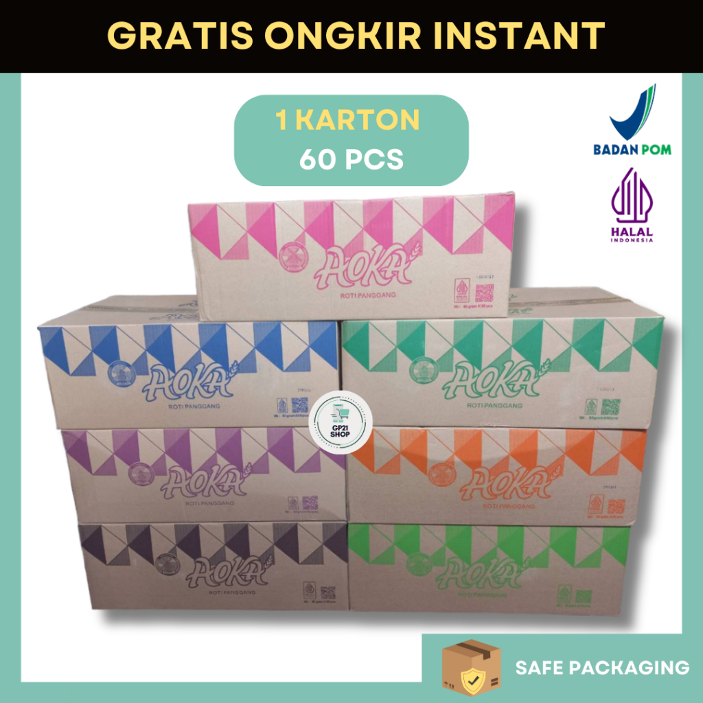 

AOKA Roti Panggang Mix 1 Dus / 1 Karton (Isi 60 PCS)