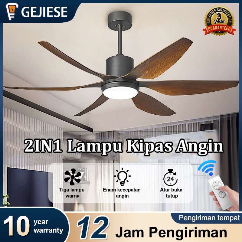 COD Lampu kipas angin lampu kipas angin gantung plafon lampu kipas 6 kecepatan ukuran besar 54/66 in