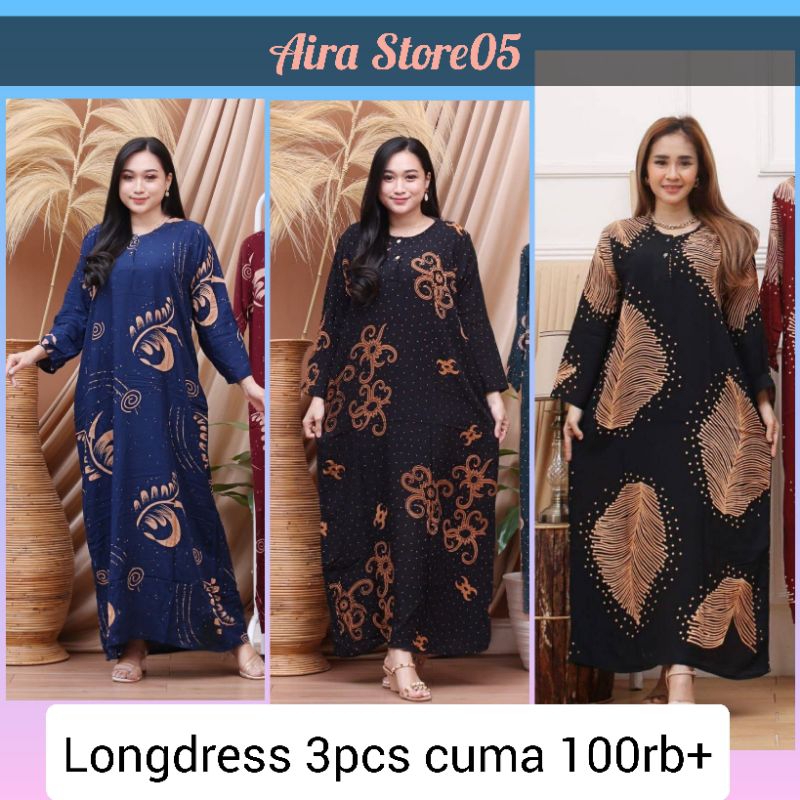 DASTER LENGAN PANJANG 100rb'an DAPAT 3PCS - KAIN RAYON ADEM - KANCING DEPAN