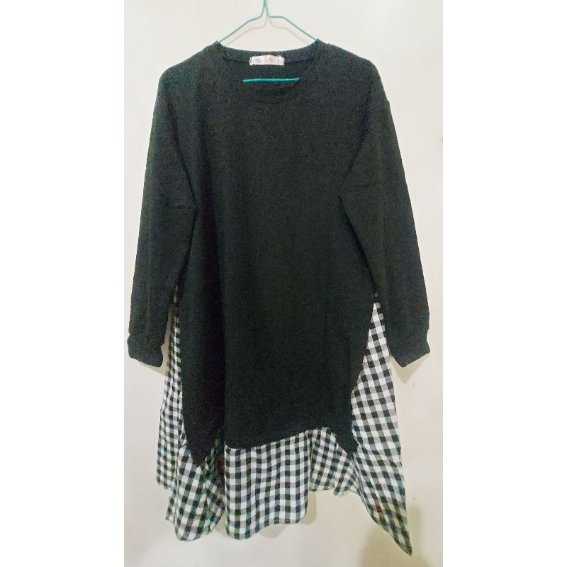 Tunik wanita/kaos tunik cewek/Kaos Hitam/Kaos hitam lengan panjang