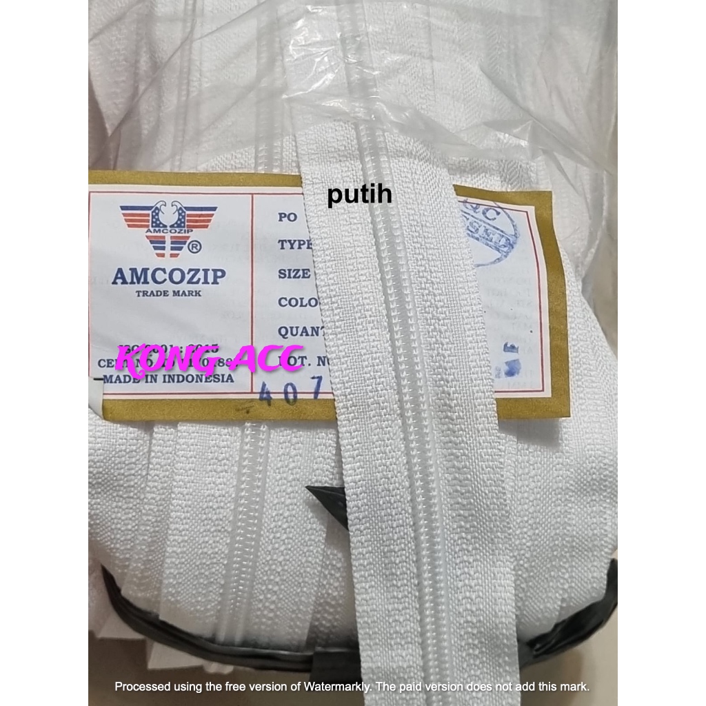 Daun resleting tas gigi plastik NO 5 (daun resleting tas Nylon ) merek AMCO / METER