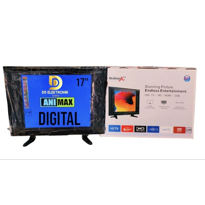 TV Led Digital Animax 17inch full HD (Baru/Garansi) AC 220V/DC 12V