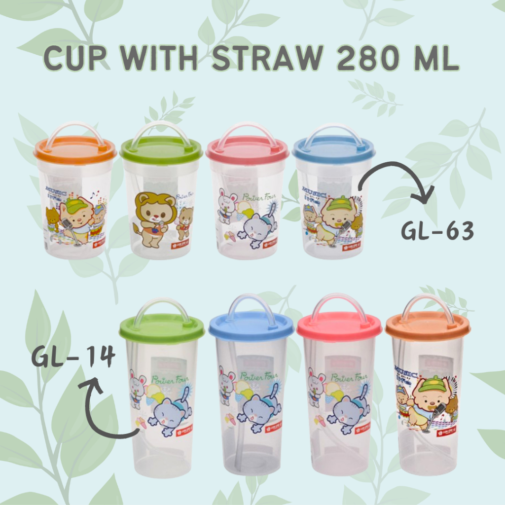 GELAS PLASTIK / TUMBLER  TUTUP + SEDOT  LIONSTAR