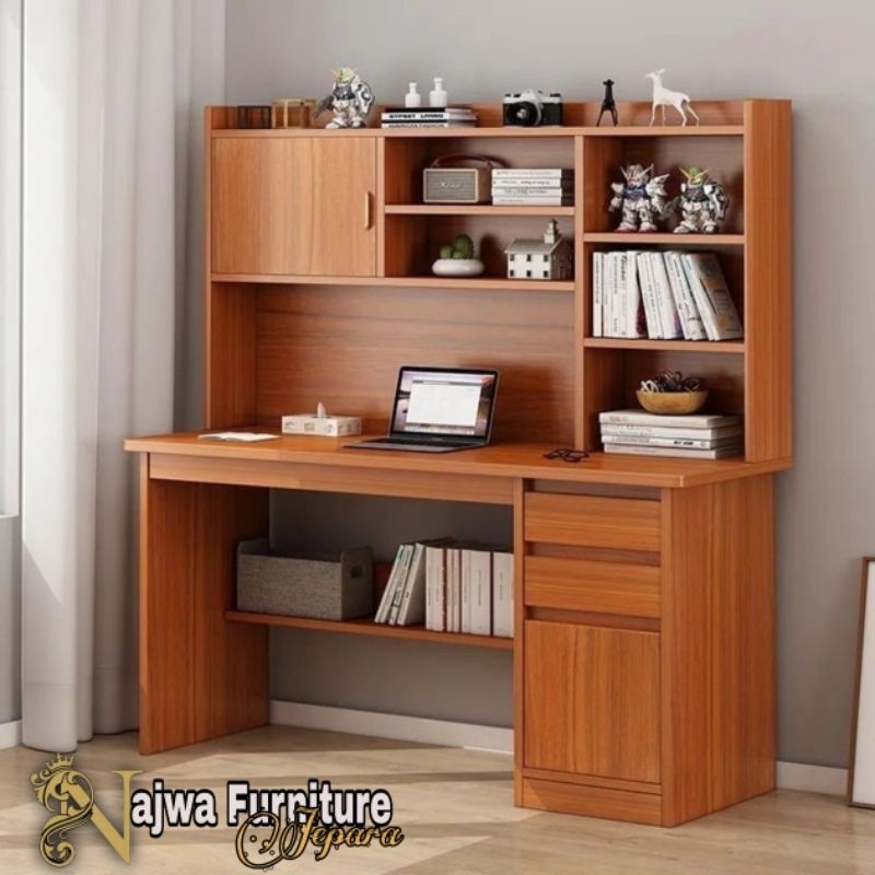 LEMARI BUKU MEJA BELAJAR JATI MEJA LEMARI MINIMALIS