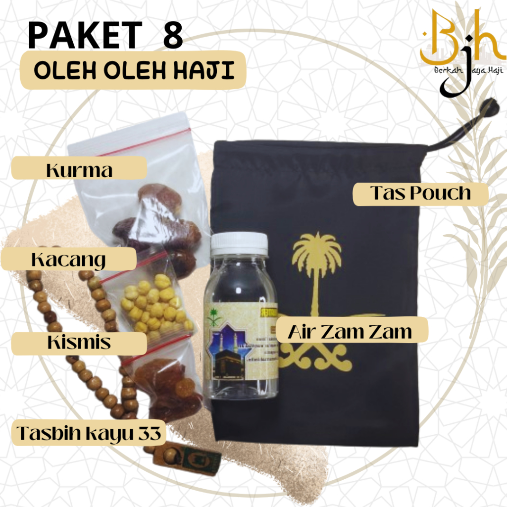 

PAKET 8 POUCH Oleh-oleh haji dan umroh / Pasuhe / Tasbi