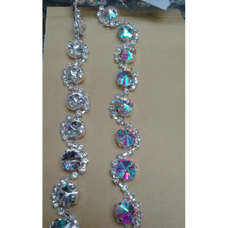 Payet Swarovski Diamond Rangkai Leher dan Dada Pinggang Mewah harga per 10cm