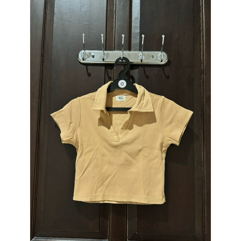 Brown Collar Crop Top