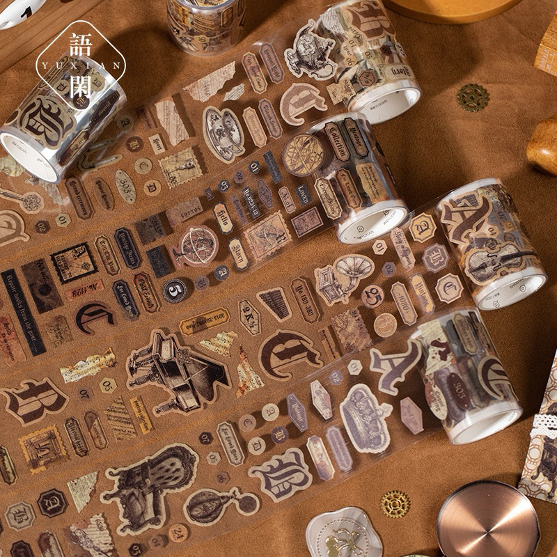 

(3CB) Washi tape selotip transparan kiss cut perangko vintage retro model classic journaling