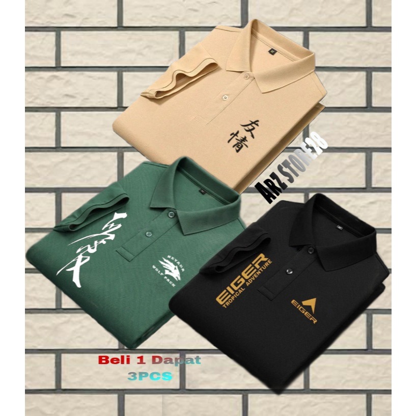 Terlaris  Baju Kaos Polo Pria Distro Text Hitam /Putih/Gold    <TT Jepang/Nevada/2093 Kirka> 1 Paket