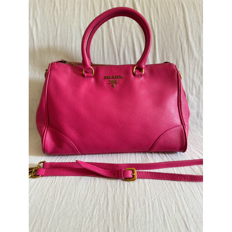TAS PRADA* PINK LEATHER SATCHEL PRELOVED BAG BRANDED