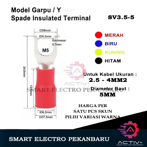 ORIGINAL SKUN Y (SV3.5-5 3.5-5) PILIH VARIASI WARNA 3.5-5 SKUN GARPU (Untuk 5mm baut, untuk kabel 4m