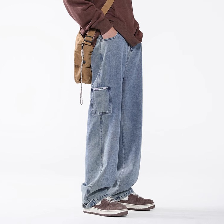 Lebih Laris  celana jeans pria cargo tebal loose pants premium standar cowok oversize korean style b