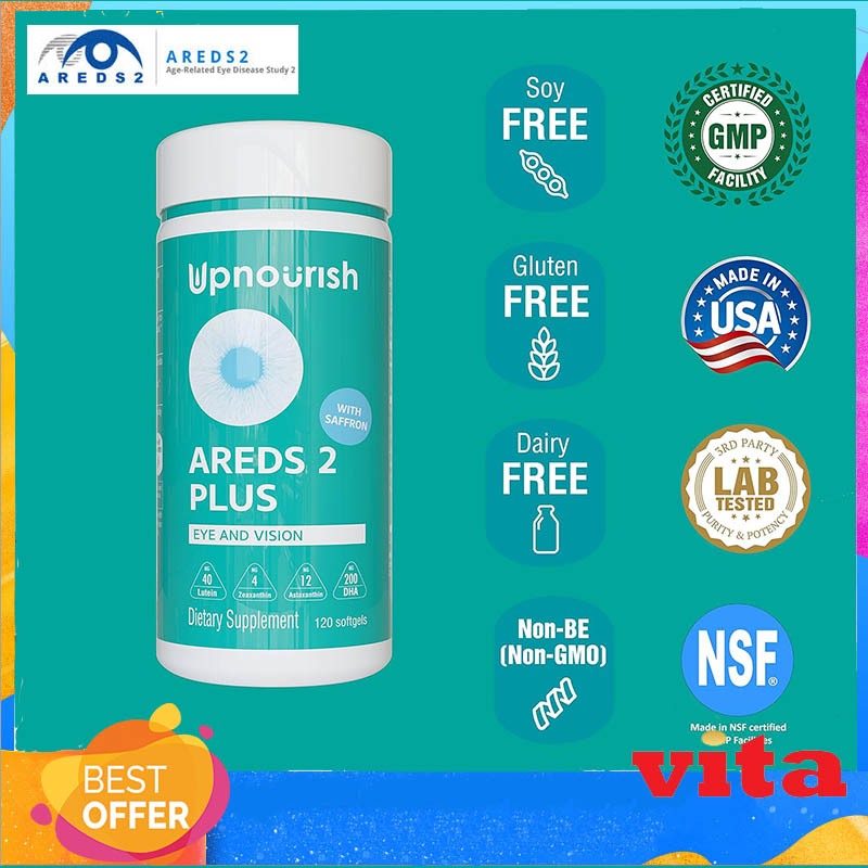 Upnourish AREDS 2 PLUS Eye Vitamin Kesahatan Mata Ketajaman Visual 60/120 Softgels