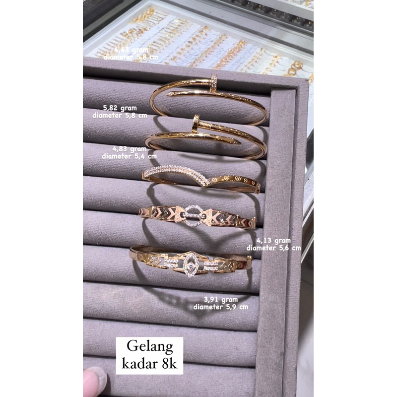Gelang Kolong Gelang Emas kadar 8k
