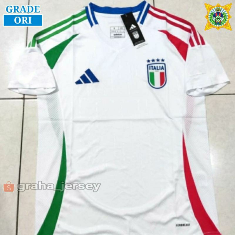 Jersey ITALIA Away EURO 2024 GRADE ORI Putih ITALY ITALI Terbaru PREMIUM GO
