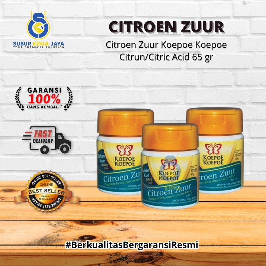 

KOEPOE CITROEN ZUUR / CITRUN / CITRIC ACID 65 GR/ 12pcs/ 1 Lusin