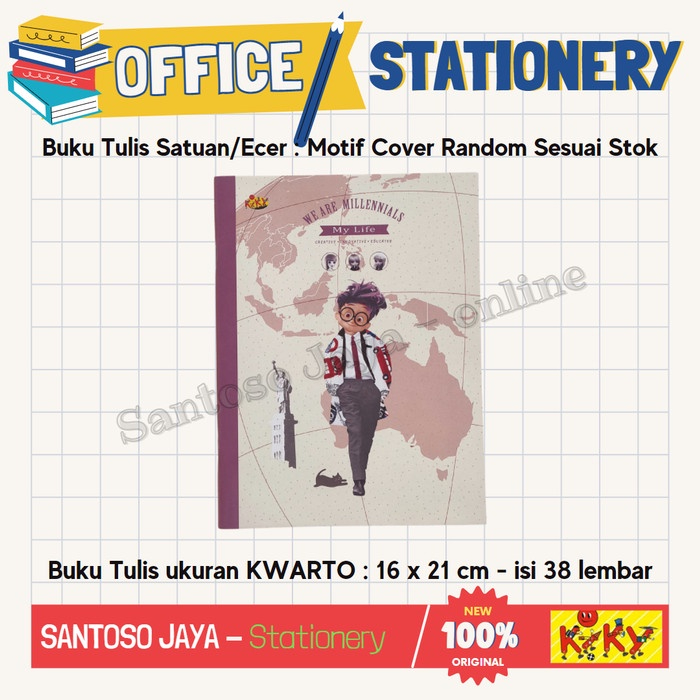 

Buku Tulis Kwarto KIKY 38 Lembar Warna - Polos 16x21 cm SATUAN/ECER