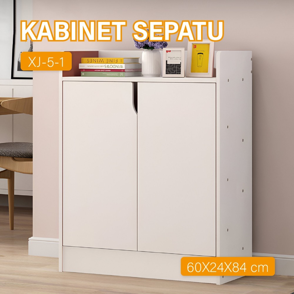 GOSALE99-Lemari Sepatu Minimalis Rak Sepatu Kayu Rak Sepatu Kabinet Sepatu Tertutup Modern XJ-5-1