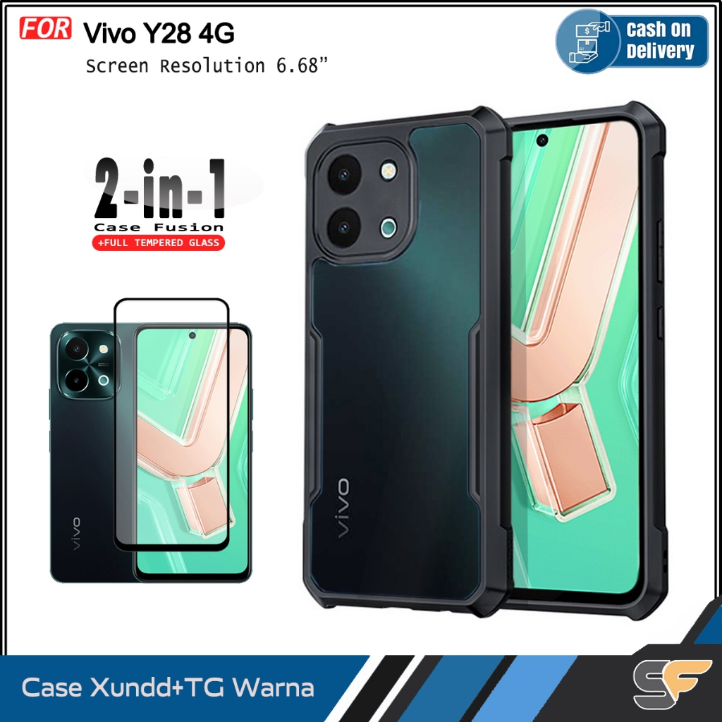 Paket 2in1 Case Bonus TG Warna Vivo Y28 4G Y21 Y21a Y21s Y21T Y30 Y33s Y33T Y50 Y51 Y51a Y53s 4G Y55