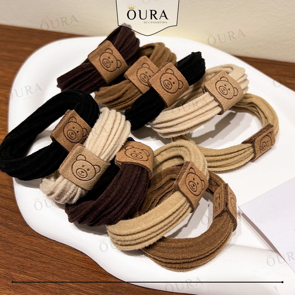 Kunciran Ikat Rambut Bear Tag Ponytail Karet Scrunchie Anak Wanita Korean Style Ikat Cepol Rambut