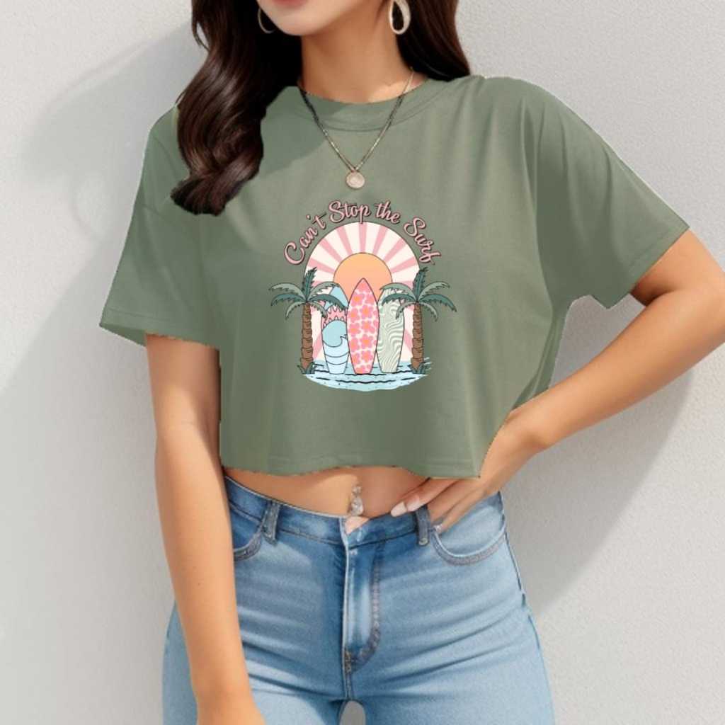 Kaos Crop Tee Oblong DT60 Wanita Baju Distro Cewek Atasan Kekinian Murah Lengan Pendek Tumblr Tee Ca