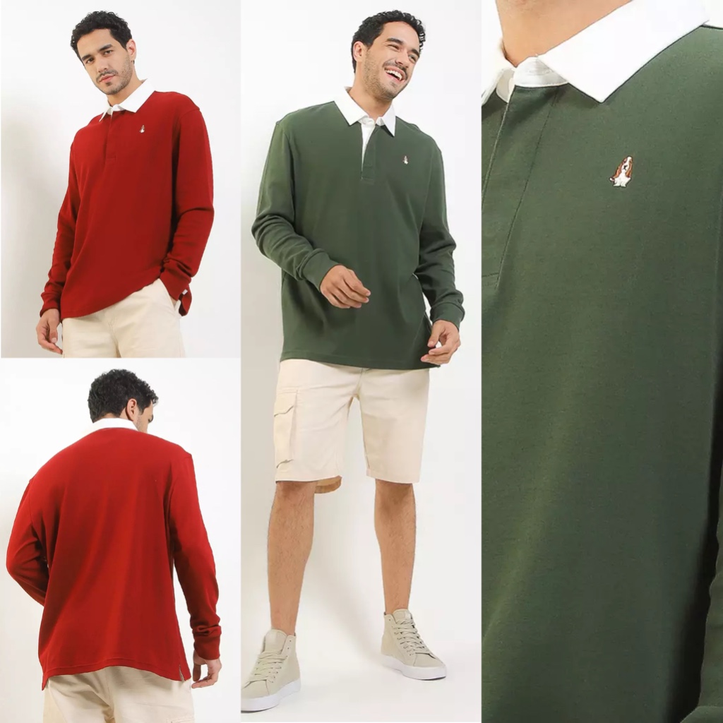 Hush Puppies Liga Polo Sweater Original (Kaos Berkerah Collar /Tshirt/ Tee Polo Lengan Panjang Pria)