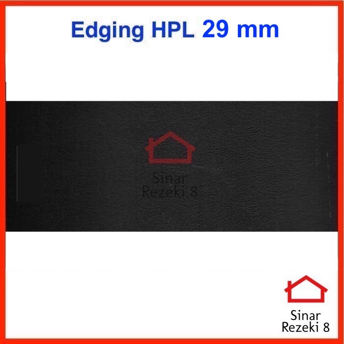 Edging HPL 29 mm HITAM Tebal 2 mm / Black Solid Pinggir Meja Solid taco PVC