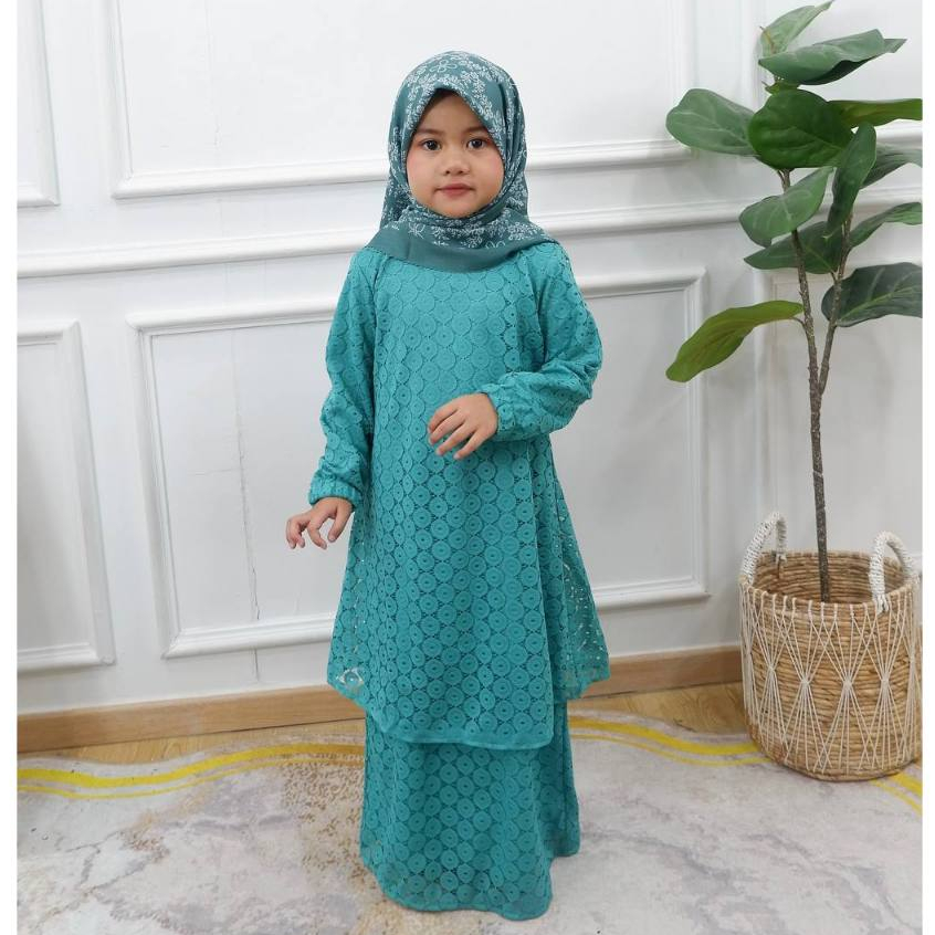 PRILLY BUSANA - Hafsah Anak Gamis Brokat 2 Layer - Dress Anak - Kurung Melayu - Baju Malaysia