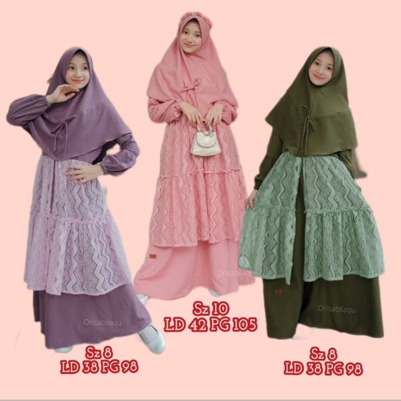 Gamis Anak Kombinasi Brokat Jovita by Orisabilaqu