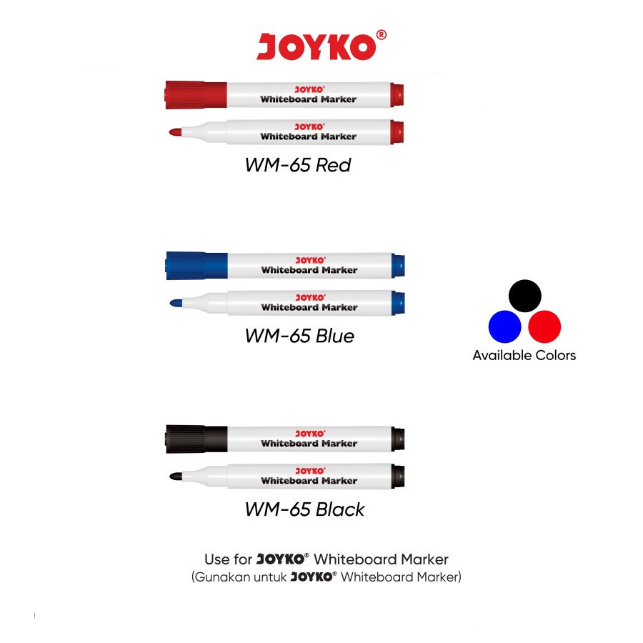 

Joyko White Board Marker WM-65 (Black,Blue,Red)