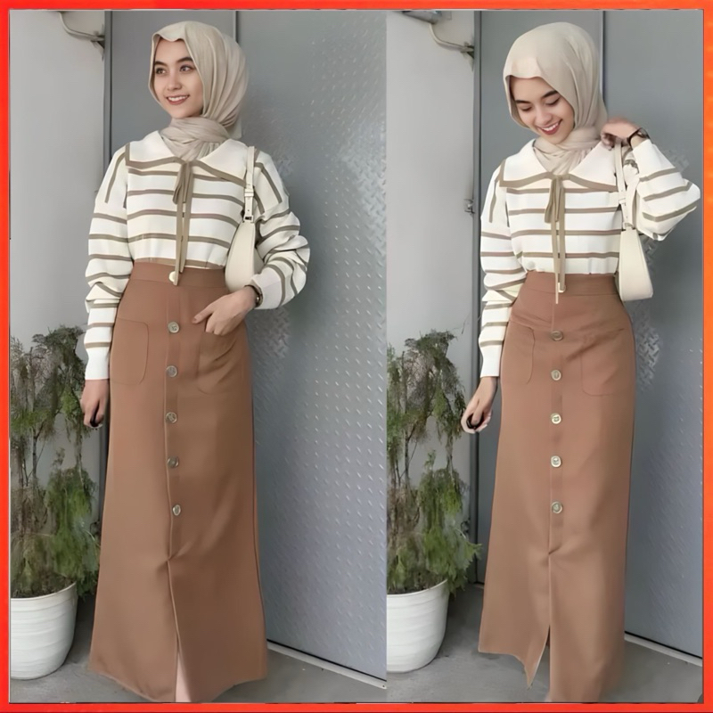 PARIROO BAJU RAJUT KERAH LEHER WANITA MOTIF GARIS GARIS BAHAN ADEM / BLOUSE KNIT LUCU GEMAS / RAJUT 