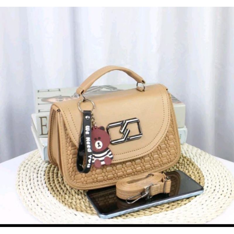 Tas Selempang Jinjing Kotak Kombinasi Motif Tikar Wanita | Tas Premium Murah | Tas pesta wanita | Ta