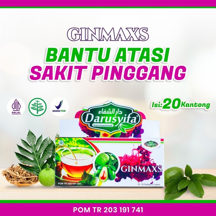 

Teh celup Detox GINMAX Ginjal Dgin Darusyifa atasi Sakit Pinggang