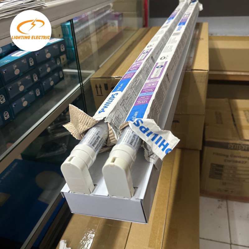 Kap Lampu Balok tl t8 isi 2 lampu led Philips 2x16 2x18 Watt 120Cm setara 2x36 W