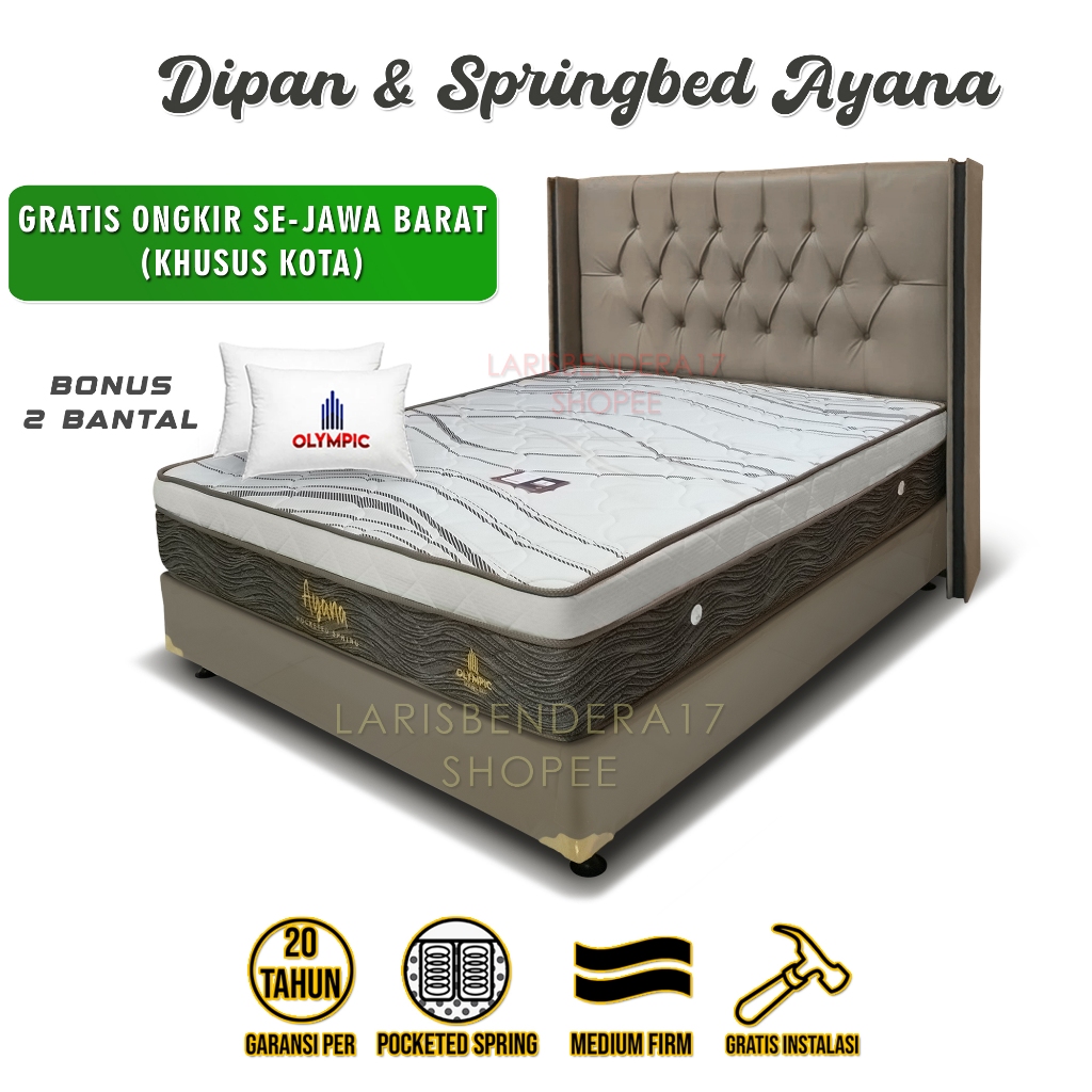 Set Dipan + Kasur Spring bed . 120x200 - 160x200 - 180x200. Bergaransi. Pocketed Spring. Tempat Tidu