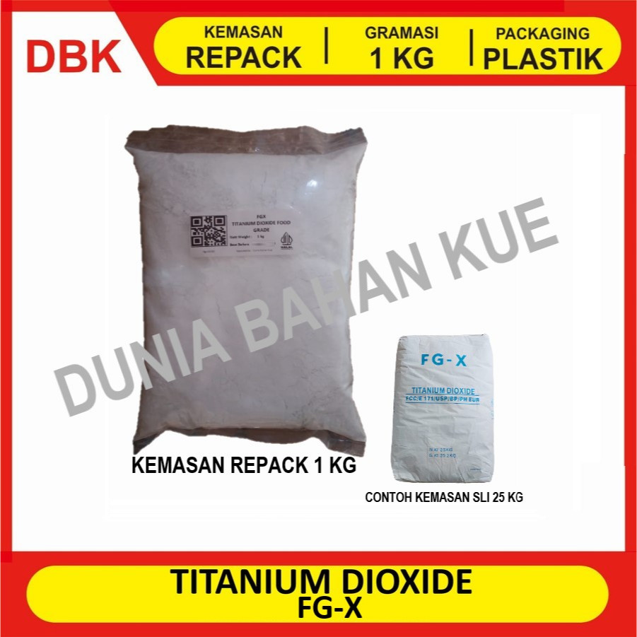 

TITANIUM DIOXIDE FOOD GRADE. PEMUTIH MAKANAN. 1 KG